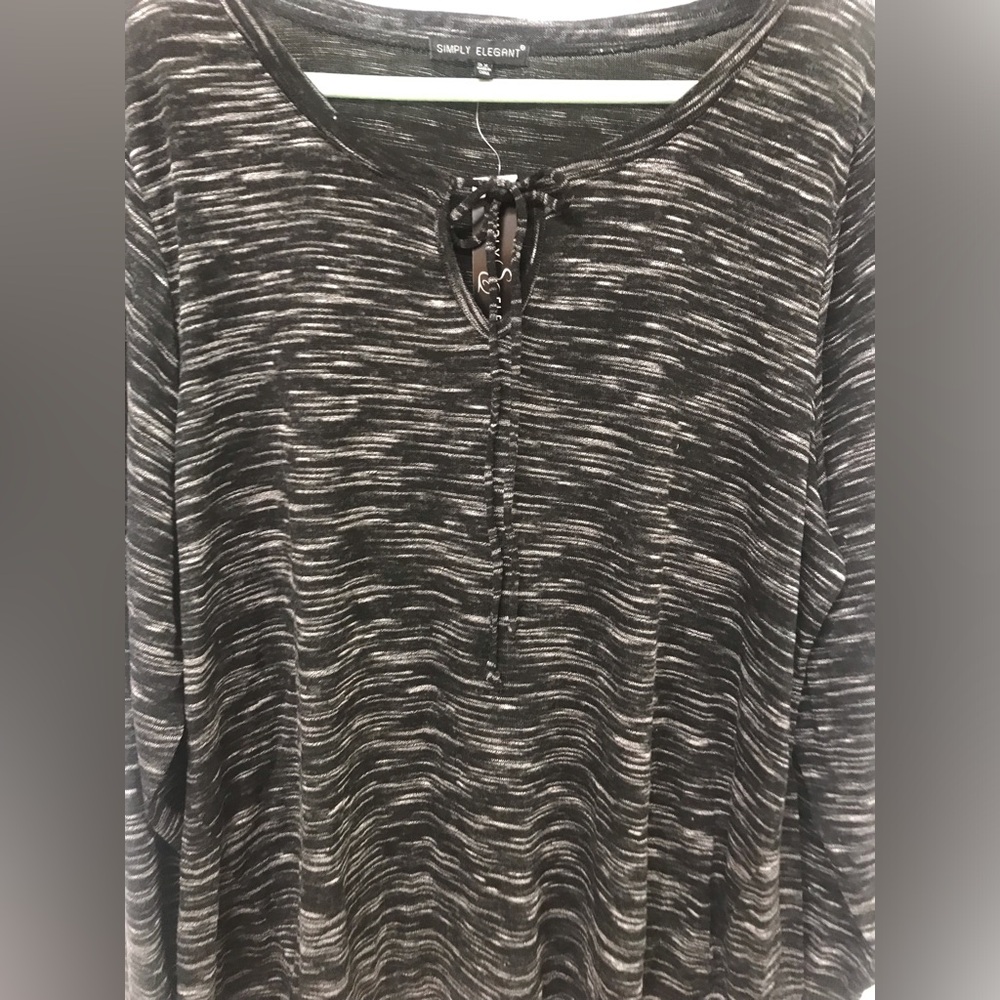 Women's Long Sleeve Heather Black Long Top T Shirt Clothing Blouse Dress Top - Picture 3 of 3